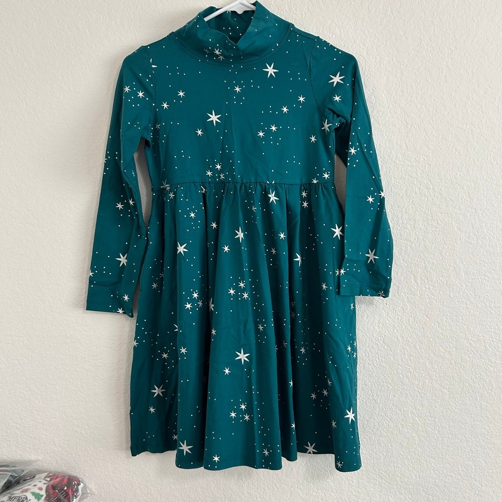Hanna Andersson Long Sleeve Turtleneck Holiday Super Soft Skater Dress Size 10